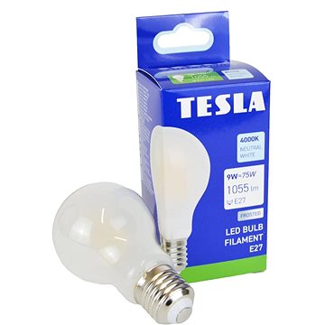 

Tesla - LED žárovka FILAMENT BULB E27, 9W, 230V, 1055lm, 4000K denní bílá, 360st, mléčná
