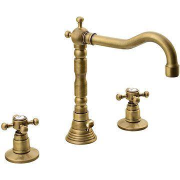 

REITANO RUBINETTERIA ANTEA tříprvková umyvadlová baterie s retro hubicí, s výpustí, bronz 3226