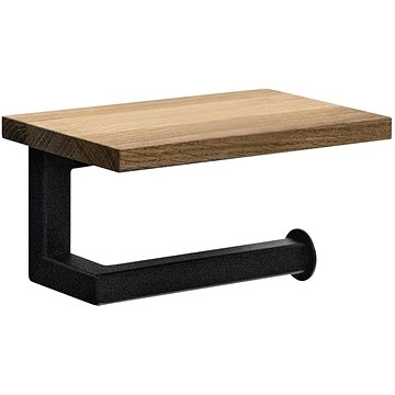 

SAPHO SKA držák toaletního papíru s poličkou 15x8x10cm, černá mat/dub
