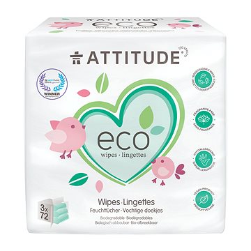 

ATTITUDE Wipes bez vůně (3× 72 ks)