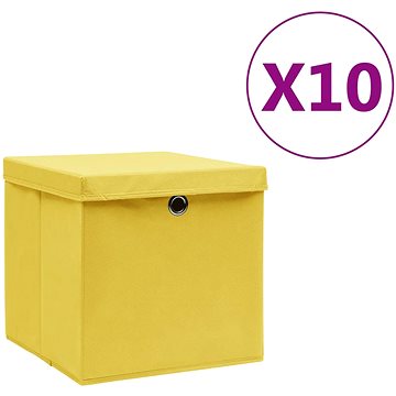 

Shumee Úložné boxy s víky 28 × 28 × 28 cm, 10 ks, žluté
