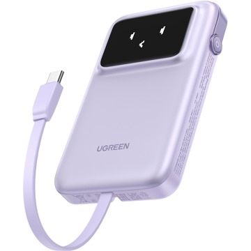 

UGREEN 10000mAh Quick Charging Robot 30W Power Bank Build-in USB-C Cable, fialový