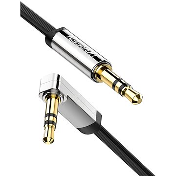 Ugreen 3.5mm Male to 3.5mm Male Straight to angle flat Cable 1m (Black) - Audio kabel