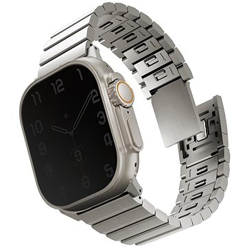 

Uniq Strova Mag článkový ocelový pro Apple Watch 49/45/44/42mm, Titanium (Silver)