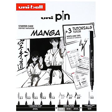 UNI PIN dárková sada Manga, 8 linerů + SHALAKU mikrotužka