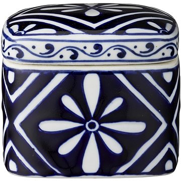 

LENE BJERRE Camelia Keramická dóza indigo/bílá, 8 cm