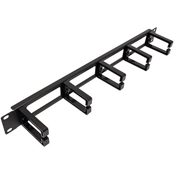 

VALUE 19'' vyvazovací panel 1U, jednostranný, průchozí, 5× plastový třmen ''C'', černý