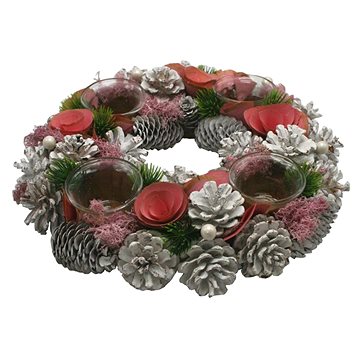 

GOBA Vánoční věnec - růžové Vánoce, 32 cm