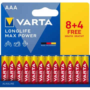 

VARTA Longlife Max Power 8+4 AAA (Plastic free Wide Blister)