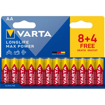 

VARTA Longlife Max Power 8+4 AA (Plastic free Double Blister)