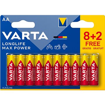 

VARTA alkalická baterie Longlife Max Power AA 8+2ks