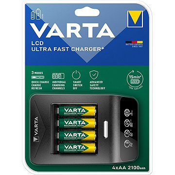

VARTA nabíječka LCD Ultra Fast Ch.+ 4x AA 56706 2100mAh + 12V