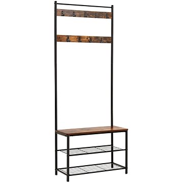 

VASAGLE Stojan hnědý, lamino a ocel, praktický stojací nábytek 70 × 32 × 175 cm