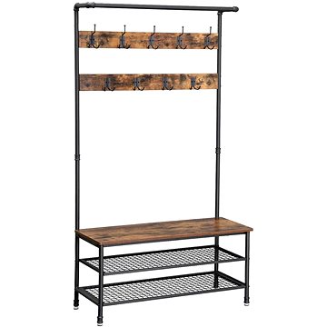 

VASAGLE Stojan hnědý/černý, lamino a ocel, stylový stojací design 100 × 41,5 × 182 cm