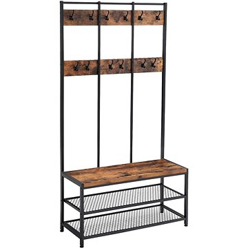 

VASAGLE Stojan hnědý/černý, lamino a ocel, elegantní stojací kousek 100 × 40 × 184 cm