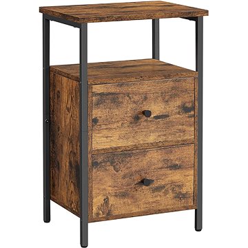 

VASAGLE Odkládací stolek čtvercový, hnědý/černý, ocel/lamino, moderní design 38 × 28 × 60 cm