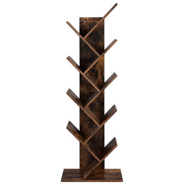 VASAGLE Knihovna stojanová 8 pater, rustikální, regál na knihy  50 × 25 × 141,5 cm