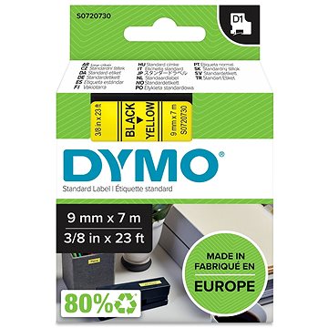 

Dymo D1, S0720730, 9mm, žlutá/černá