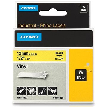 

DYMO vinylová páska Rhino D1 12 mm × 5,5 m, černá na žluté