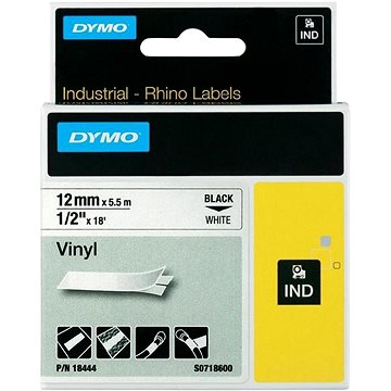 DYMO vinylová páska Rhino D1 12 mm × 5,5 m, černá na bílé