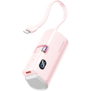 

Vention LED Display 4800mAh Power Bank (USB-C + Lightning + USB-C) 22.5W Pink Foldable USB-C Type