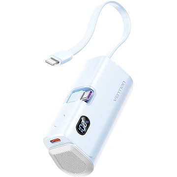 Vention LED Display 4800mAh Power Bank (USB-C + Lightning + USB-C) 22.5W Blue Foldable USB-C Type