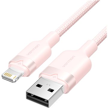Vention USB 2.0 Type-A Male to Lightning Male 2.4A Cable 1M Pink Aluminum Alloy Type