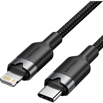 Vention USB 2.0 Type-C Male to Lightning Male 3A Cable 1M Black Aluminum Alloy Type