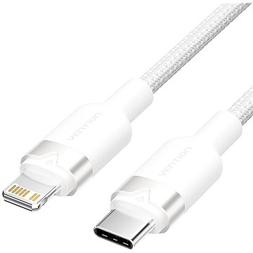 Vention USB 2.0 Type-C Male to Lightning Male 3A Cable 1M White Aluminum Alloy Type