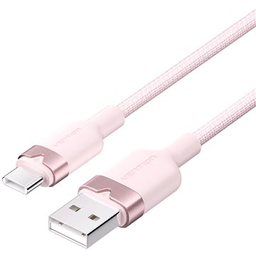 Vention USB 2.0 A Male to C Male 3A Cable 2M Pink Aluminum Alloy Type