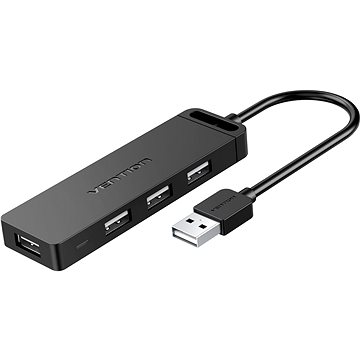Vention 4-Port USB 2.0 Hub with Power Supply 0.15m Black - USB Hub