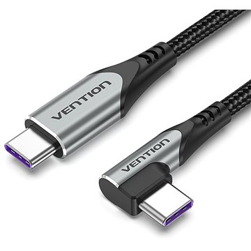 Vention Type-C (USB-C) 2.0 Right Angle to USB-C 1m Gray Aluminum Alloy Type
