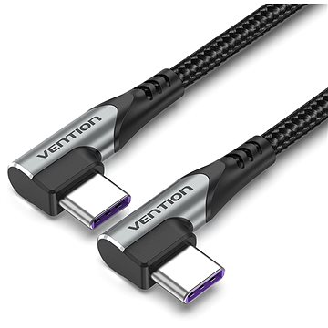 Vention Type-C (USB-C) 2.0 to USB-C Dual Right Angle 2M Gray Aluminum Alloy Type