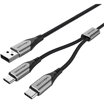 

Vention USB 2.0 to Dual USB-C Y-Splitter Cable 0.5m Gray Aluminum Alloy Type