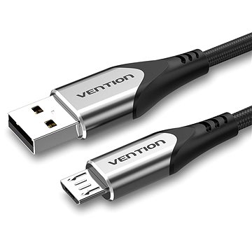 Vention Luxury USB 2.0 -> microUSB Cable 3A Gray 0.5m Aluminum Alloy Type - Datový kabel