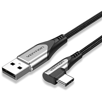 Vention Type-C (USB-C) 90° <-> USB 2.0 Cotton Cable Gray 3m Aluminum Alloy Type - Datový kabel