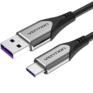 Vention USB-C to USB 2.0 Fast Charging Cable 5A 2M Gray Aluminum Alloy Type - Datový kabel
