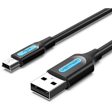 Vention Mini USB (M) to USB 2.0 (M) Cable 3M Black PVC Type - Datový kabel