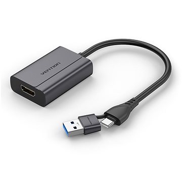 

Vention USB-C and USB-A to HDMI Converter Gray Aluminium Alloy Type+I28