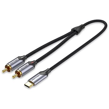 Vention USB-C Male to 2-Male RCA Cable 1m Gray Aluminum Alloy Type