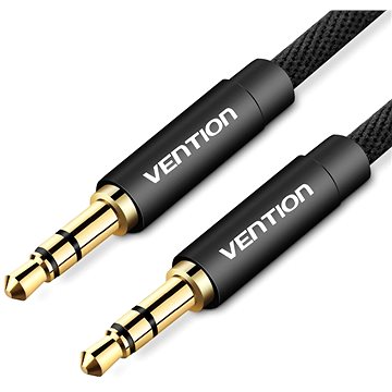 Vention Fabric Braided 3.5mm Jack Male to Male Audio Cable 1m Black Metal Type - Audio kabel