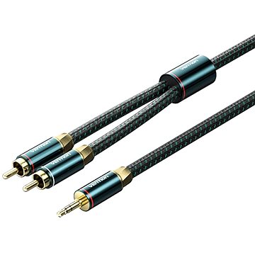 Vention Cotton Braided 3.5mm Male to 2RCA Male Audio Cable 1M Green Copper Type