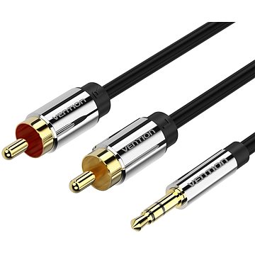 Vention 3.5mm Jack Male to 2x RCA Male Audio Cable 3m Black Metal Type - Audio kabel