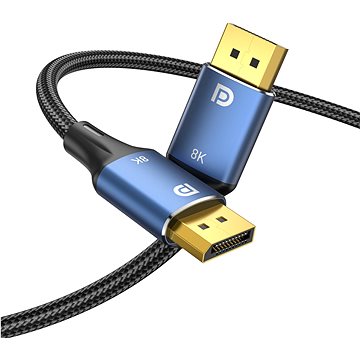 Vention Cotton Braided DP (DisplayPort) 1.4 Cable 8K 2m Blue Aluminum Alloy Type