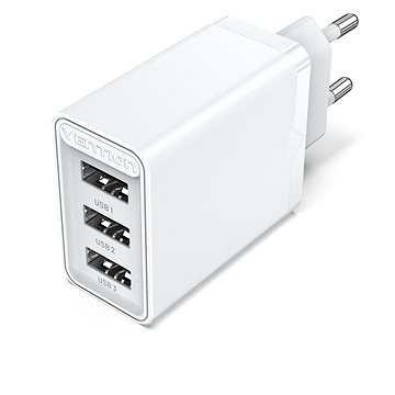 Vention 3-port USB Wall Charger (12W/12W/12W) White - Nabíječka do sítě