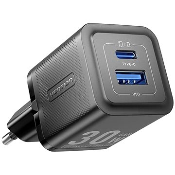 

Vention 2-Port USB (C + A) GaN Charger (30W/30W) EU-Plug Black