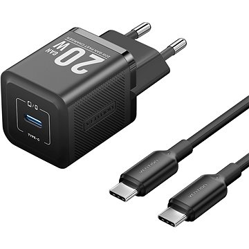 

Vention 1-Port USB-C GaN Charger (20W) with USB-C to USB-C Cable (1M) EU-Plug Black