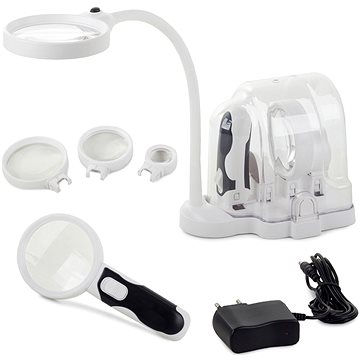 

Verk Stolní lupa 2v1 s výměnnými čočkami 2 LED diody 2,5×, 5× a 16×