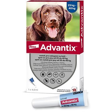 

Advantix roztok pro nakapání na kůži – spot-on pro psy 25 kg - 40 kg