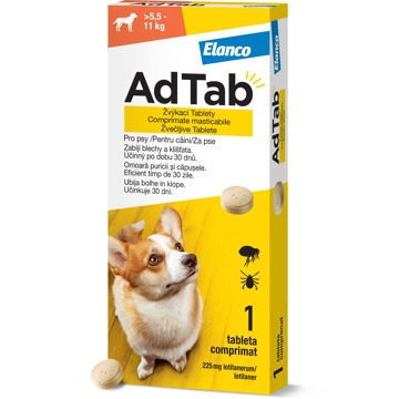 

AdTab 225 mg žvýkací tableta pro psy (5,5–11 kg) 1 ks